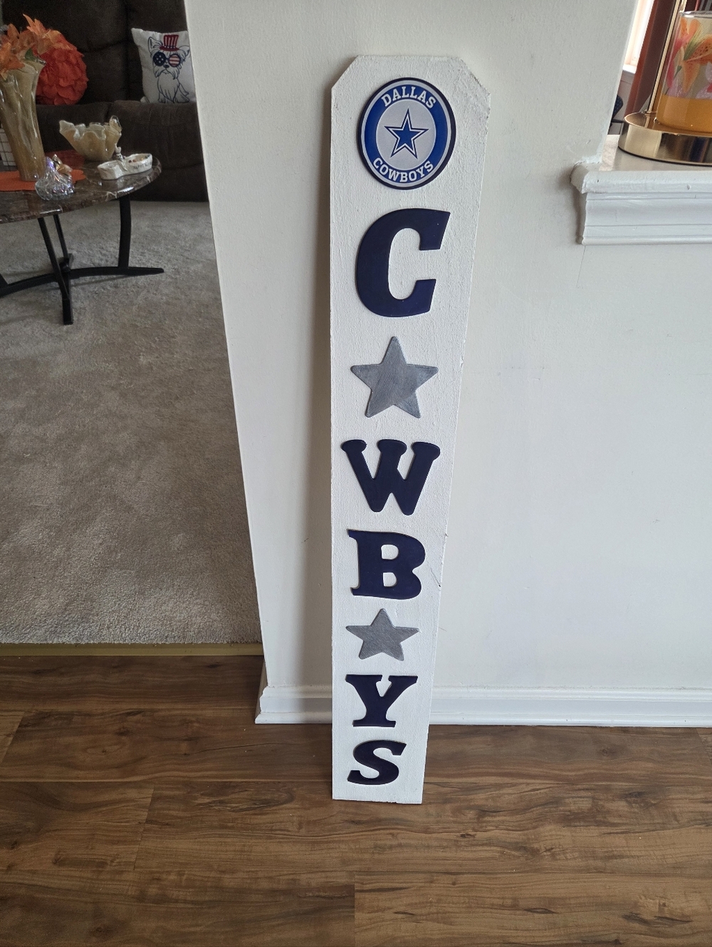 DALLAS COWBOYS RUSTIC CEDAR LEANING PORCH SIGNS 40" LONGX 6" WIDE